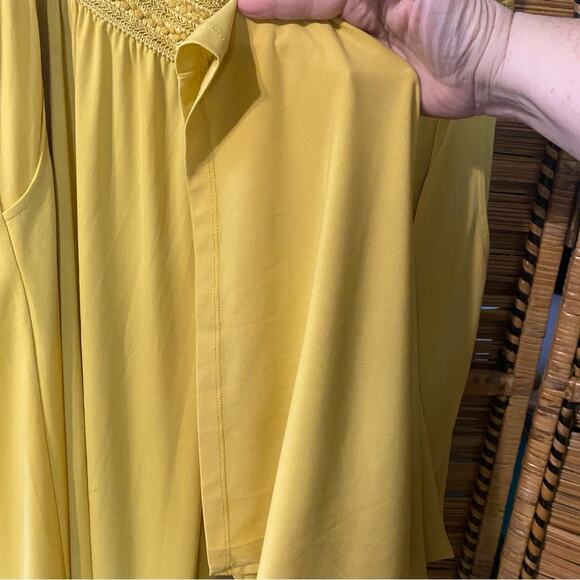 One world Bright Yellow Wide Leg Pants plus size boho 1X hippie comfort palazzo - Picture 7 of 10
